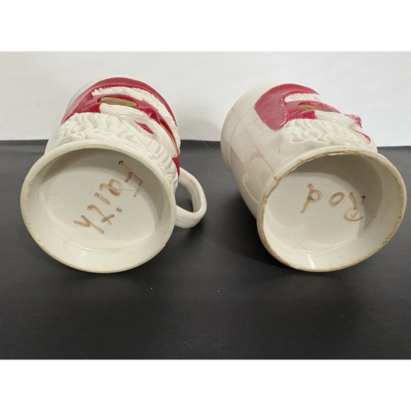 Vintage 1950's Plastic Santa Claus 2 Cups Tumbler  Google Eyes USA Eagle‎ 4.5x3" - Picture 8 of 8